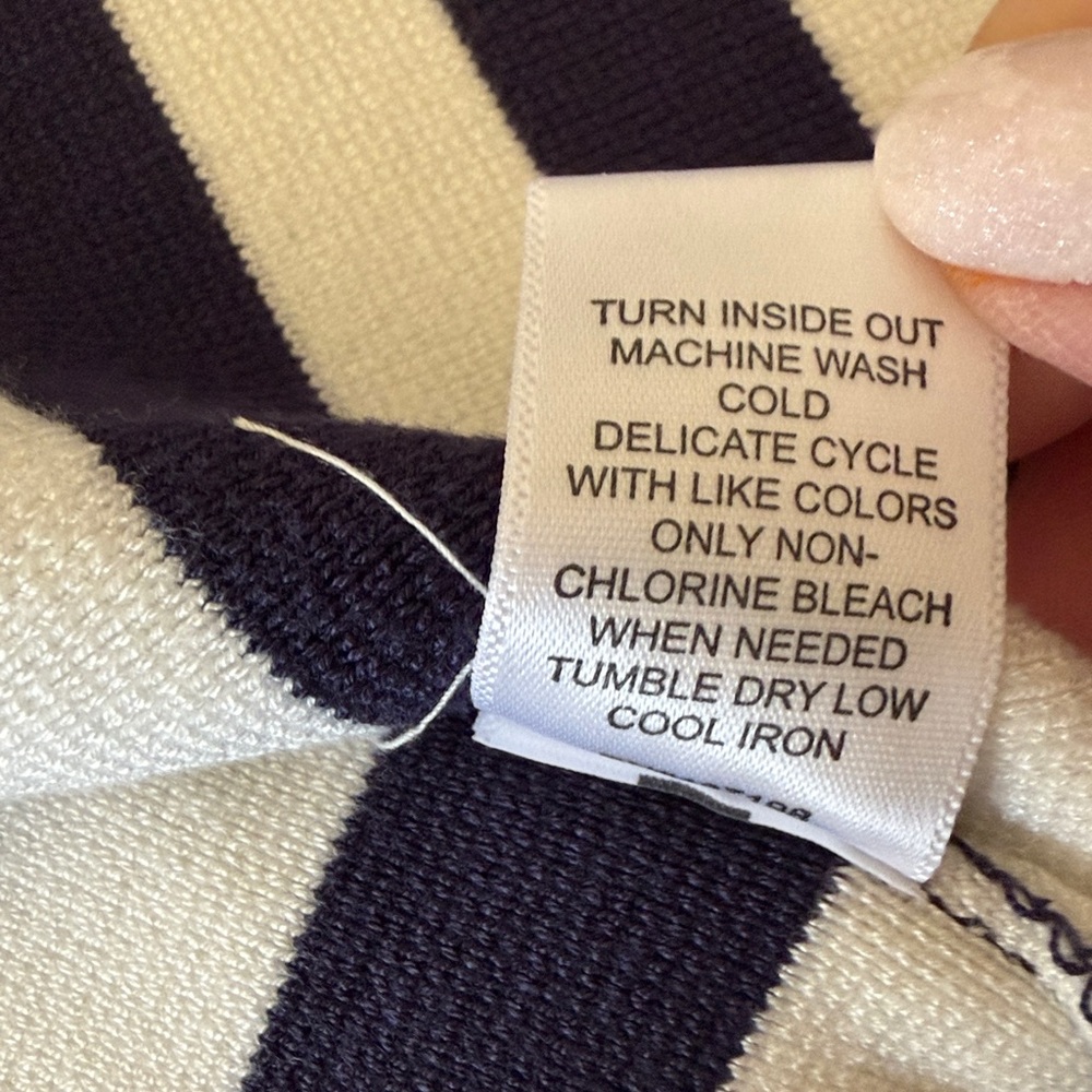 Cynthia Rowley Navy/White Nautical Stripe Short Sleeve Polo Sweater Dress Medium - Picture 11 of 12